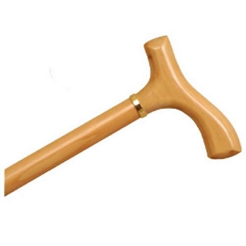 Wood Cane With Fritz Handle and Collar, Natural Stain