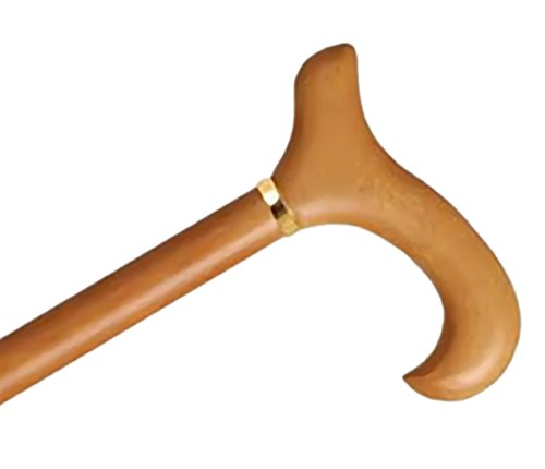 Wood Cane With Derby Handle and Collar Ladies, Natural Stain