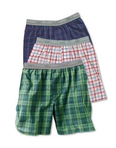 Hanes Boys Exposed Waistband Woven Tartan Boxer # B830BT (Assorted Plaids / Large)