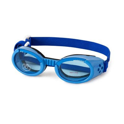 Shiny Blue ILS Doggles with Blue Lens & Straps - X-Large