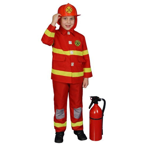 Fire Fighter (red) Child Fireman Costume Size Medium (8-10)
