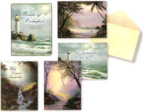 Words of Comfort by Anthony Casay Boxed Greeted Note Cards, 12 cards (4 designs/3 each) with 12 envelopes, 4¼” x 5½”