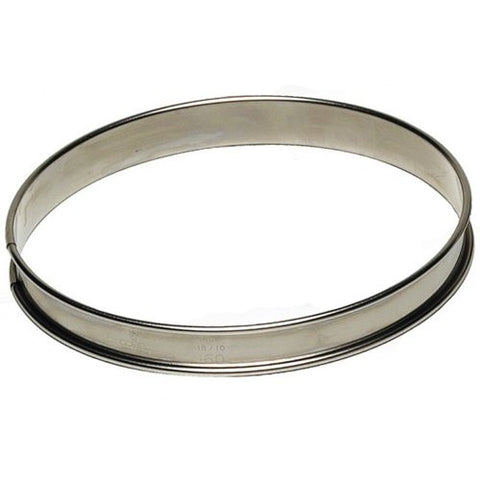 Tart Ring L 200mm H 20mm Rolled Edges Stainless Steel
