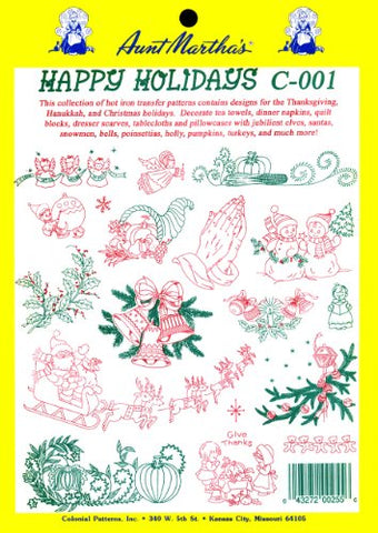 Aunt Martha's Iron-On Transfer Collections Happy Holidays