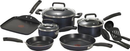 Signature Nonstick Thermo-Spot Cookware Set, 12-Piece, Black