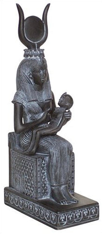 Isis With Horus Statue, 9.5 Inches Tall