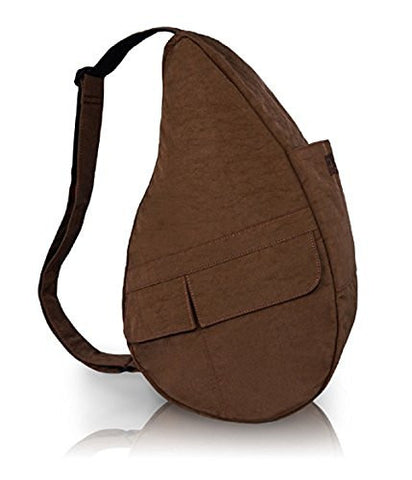 Distressed Nylon Healthy Back Bag, Brown, Small