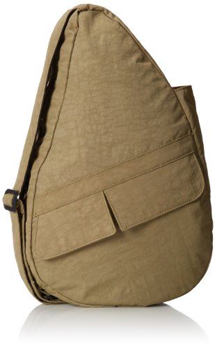 Distressed Nylon Healthy Back Bag, Taupe, Small