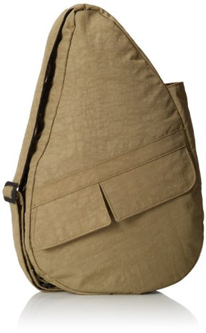Distressed Nylon Healthy Back Bag, Taupe, Small