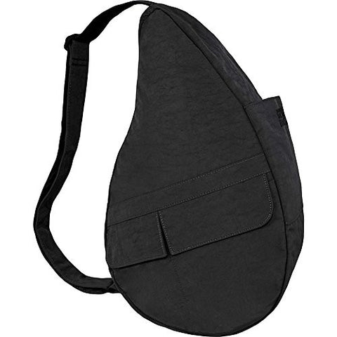 Distressed Nylon Healthy Back Bag, Black, Medium