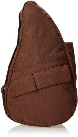 Distressed Nylon Healthy Back Bag, Brown, Medium