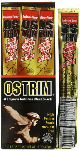 Beef & Ostrich Snack, Barbeque,  10 - 1.5 oz sticks