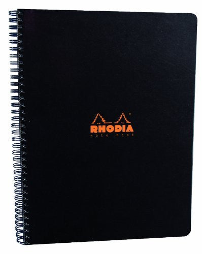 Rhodia Classic Notebook, Side Wirebound, Black, Lined w/margin, 9 x 11 ¾