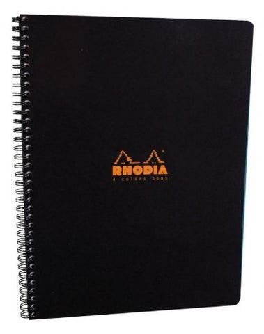 Rhodia Classic 4 Color Book, Side Wirebound , Black, Lined, 9 x 11 ¾