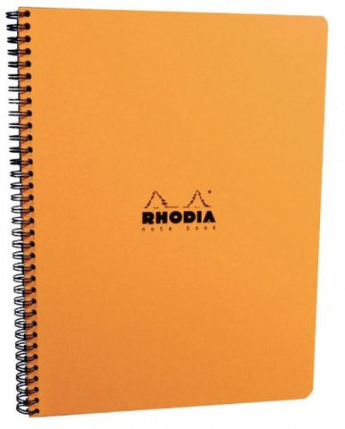 Rhodia Classic Notebook, Side Wirebound, Orange, Lined w/margin, 9 x 11 ¾