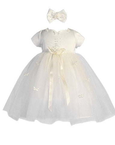 Baby-Girls Butterfly Tulle Dress & Headband - Ivory, Small