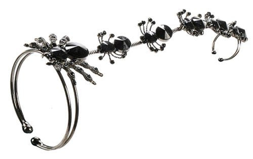 Black Spider Bracelet W/Attached Ring