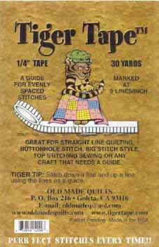 Old Made Quilts Tiger Tape 1/4"X30yd 9 Lines/Inch - Straight Line