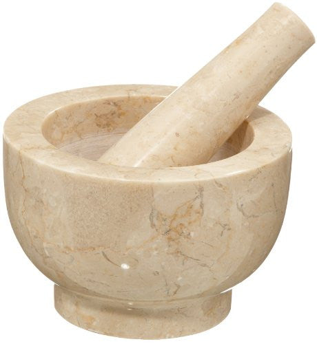 Mortar & Pestle "Champagne",  4" H, Marble
