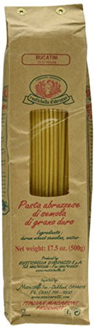 Rustichella d'Abruzzo Pasta, Durum Wheat in Brown Paper Bag, Bucatini, 500 gr/1.1 lb