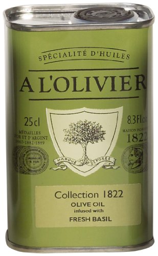 A L'olivier Extra Virgin Olive Oil Infused With Basil 250ml/ 8.45 Oz Tin