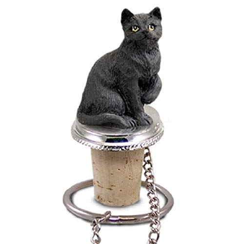 Black Shorthaired Tabby Cat Bottle Stopper
