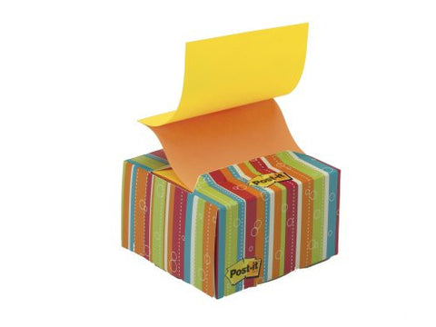 Pop-up Notes Dispenser Neon Stripes 3 in x 3 in w/ 200 Sheet Notes Pad