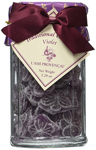 L'Ami Provencal Old-Fashioned Candies in Glass Jar, Violet, 5.3oz