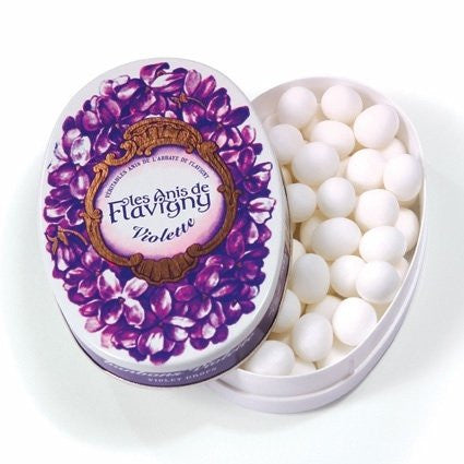 Abbaye de Flavigny Oval Traditional Tin Violet Flavored Anise drops all natural, 1.8 oz, One