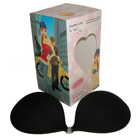 NuBra Feather Lite Super Light Adhesive Bra, Black, Size D Cup 1 ea