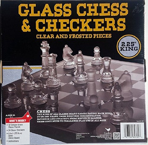 Glass Games - 9" Glass Chess & Checker Set