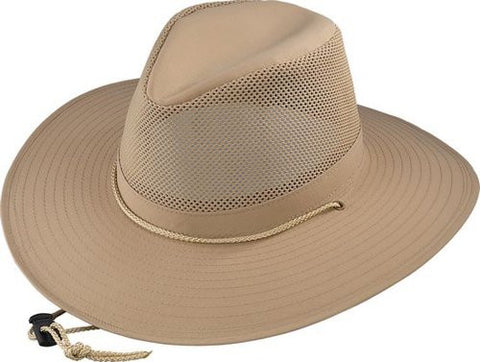 Aussie Crushable - SPF 50+ Fabric w/ Mesh,3 in Brim & Cool Max Sweat, Olive, Small