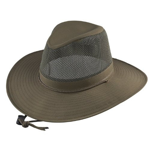 Aussie Crushable - SPF 50+ Fabric w/ Mesh,3 in Brim & Cool Max Sweat, Olive, X-Large
