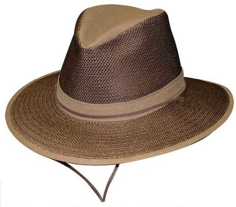 Aussie Breezer - Packable Polycotton with chin cord, 3" Brim, Crushable, earth - XXXL