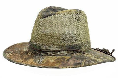Aussie Breezer (Timber) - Polycotton Camo w/ Chin cord, 3" Brim, Large