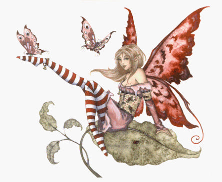 Blonde Fairy Sitting on Big Leaf- 5" x 4" Color Sticker