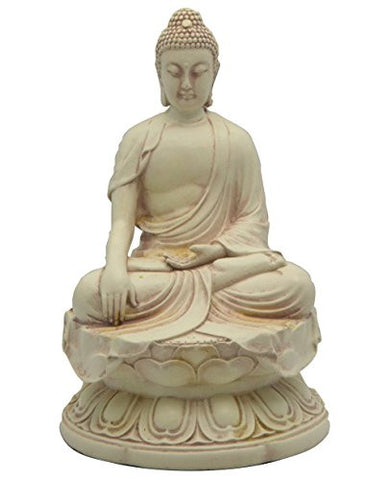 Buddha In Earth Touching Pose, Stone Finish, 6.5 Inches Tall