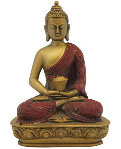 Buddha in Meditation, Red Gold Finish, 5 Inches Tall