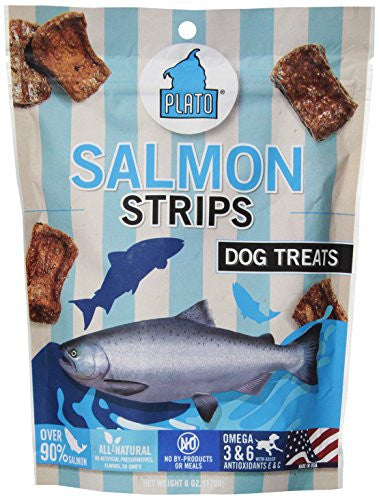 Plato Treats Strips Salmon Natural Dog 6oz