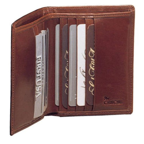 High Polished Cowhide Aniline Kabul Leather Bi-fold Wallet, Black