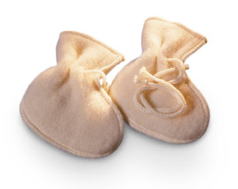 Organic Merino Wool Baby Booties/Socks White 6-9 Months