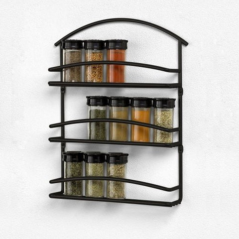 Euro Wall Mount Spice Rack w/ matching hardware, Full Color Box - Satin Nickel