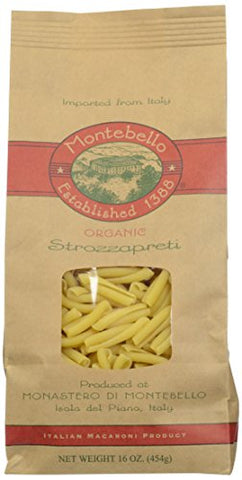 Montebello Organic Italian Pasta Strozzapreti (Short Cuts), 16 oz. bag