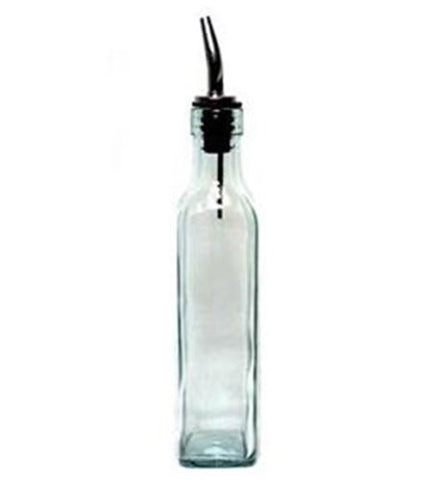 16 oz. Olive Oil Bottle, Green Glass, Stainless steel Pourer