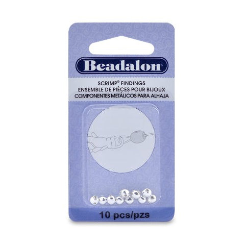 Scrimp Finding, Round, 4.5 mm (.177 in), Silver Plated, 10 pc