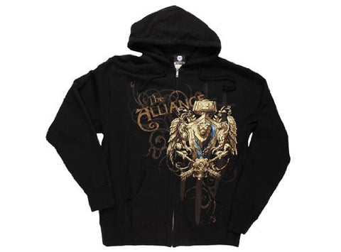 World of Warcraft Alliance Crest Version 2 Zip-up Hoodie- Black, Medium