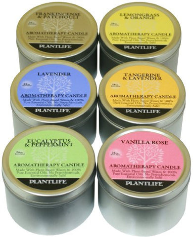 Candle Pack of 6 - Vanilla Rose, Eucalyptus & Peppermint, Frankincense & Patchouli, Lavender, Lemongrass & Orange, Tangerine & Lavender 3 oz each