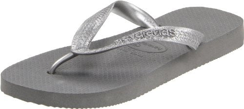 Havaianas Women's Metallic Flip Flop,, Grey/Silver, 37/38 BR/7-8 M US