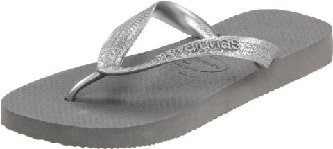 Havaianas Women's Metallic Flip Flop,, Grey/Silver, 37/38 BR/7-8 M US