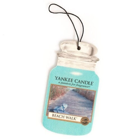 Yankee Candle Classic Paper Car Jar Hanging Odor Neutralizing Air Freshener, Beach Walk Scent